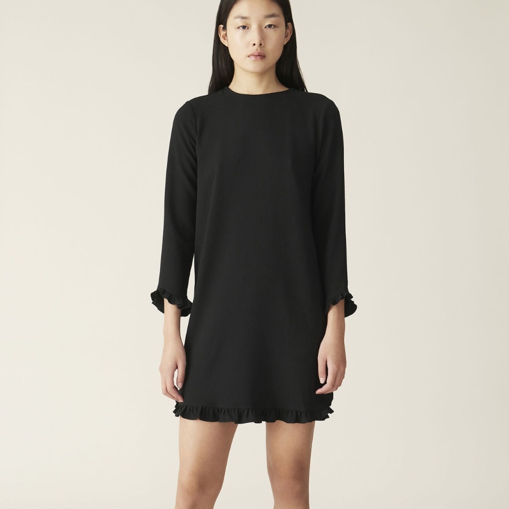 Ganni Crepe Ruffle Sleeve Dress